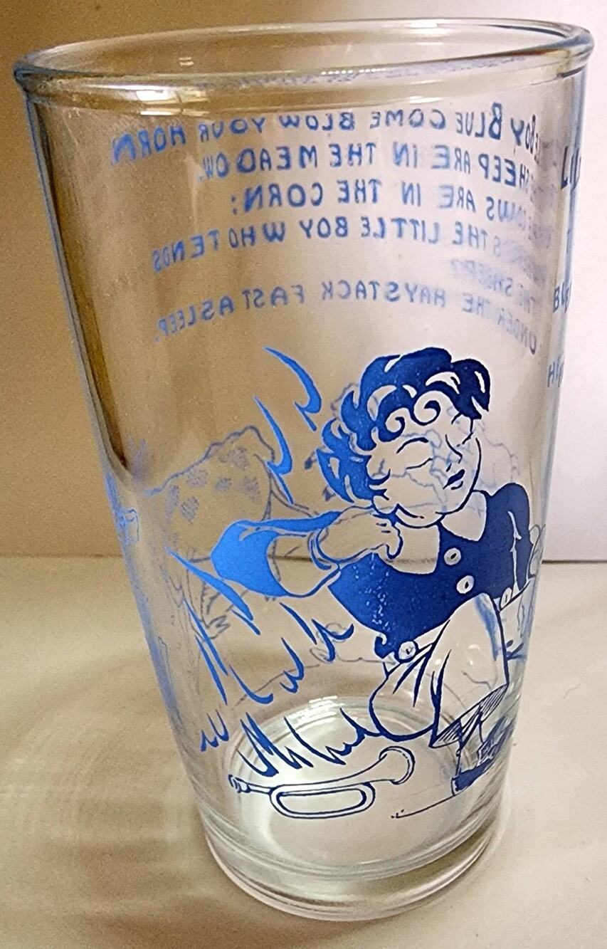 Little Boy Blue Hazel Atlas Glass Co Nursery Rhyme Sheep Cow VTG Juice Glass